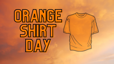 Text beside a picture of an orange t-shirt
