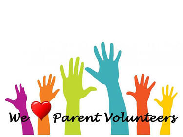 Hards raised, text we love parent volunteers